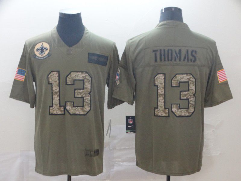 Men New Orleans Saints 13 Thomas green Nike Olive Salute To Service Limited NFL Jersey